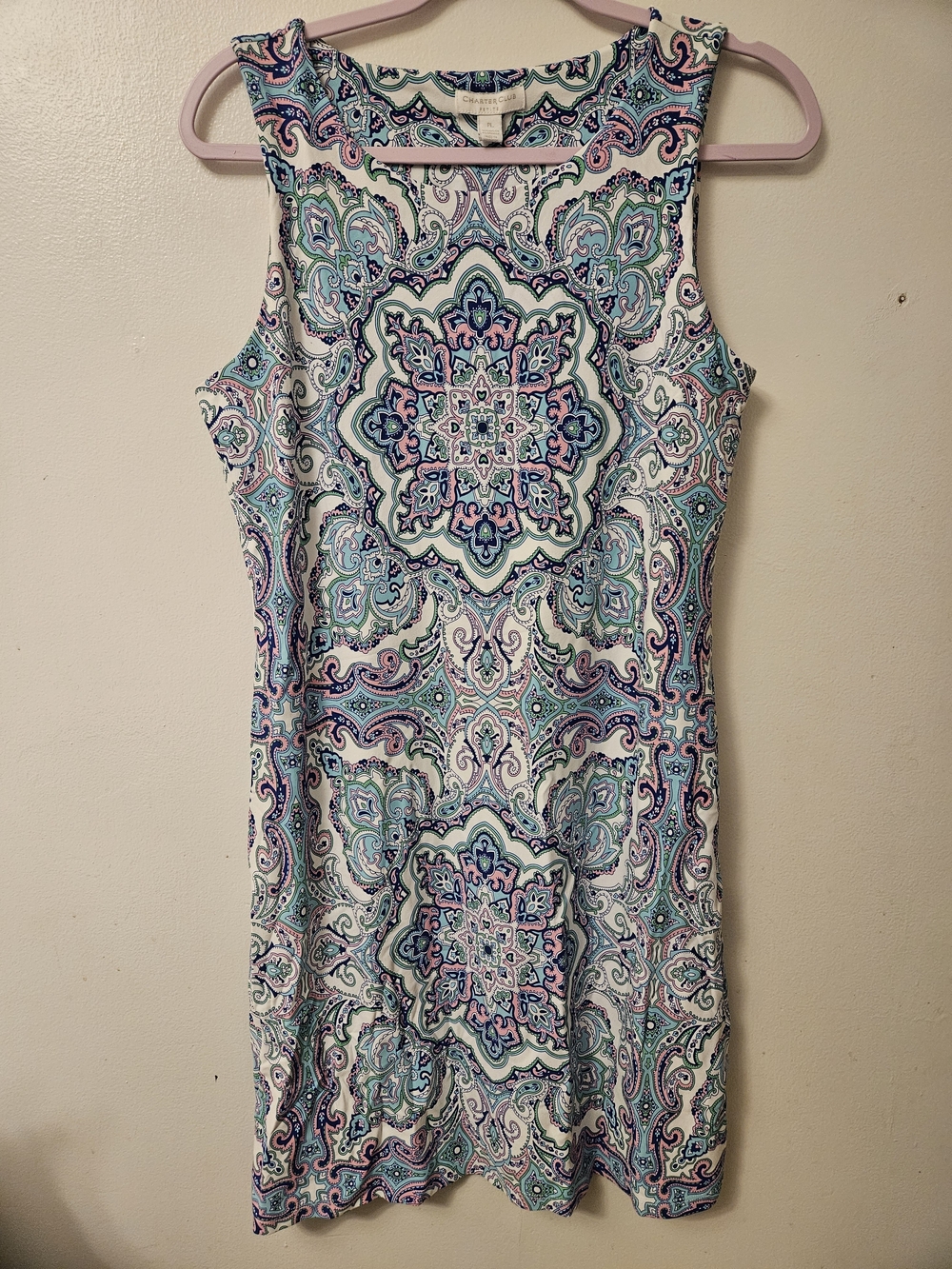 Charter Club NWOT Sleeveless Paisley Midi Dress in White, Blue and Pink